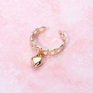 Gold Heart Dangle Charm Ring Finger Jewelry Metal